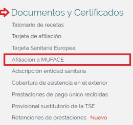 Ubicación del certificado de afiliación en la sede electrónica