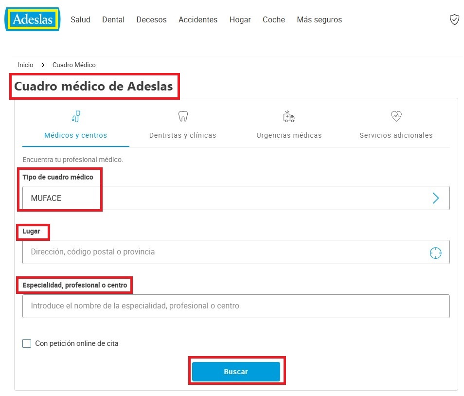 Buscador metge en Adeslas
