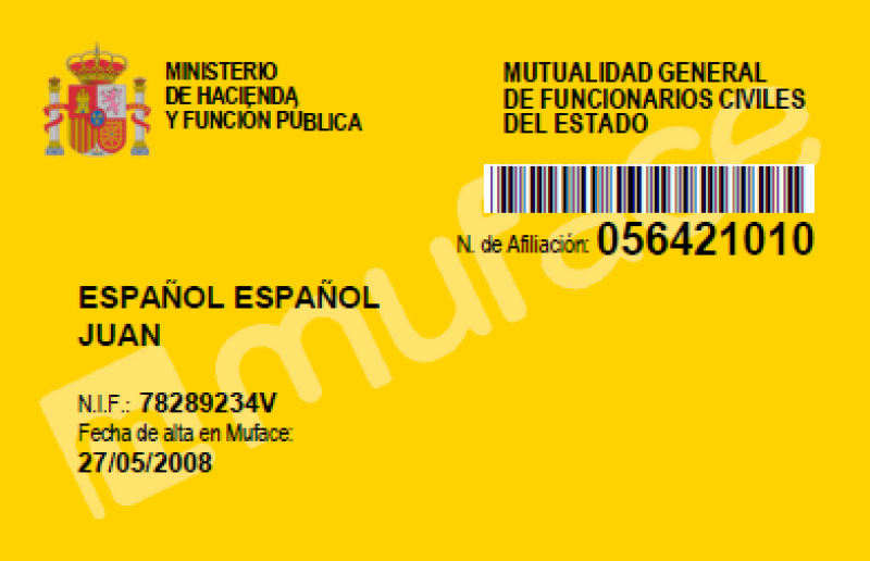 Tarjeta de afiliación del Ministerio de Hacienda Pública