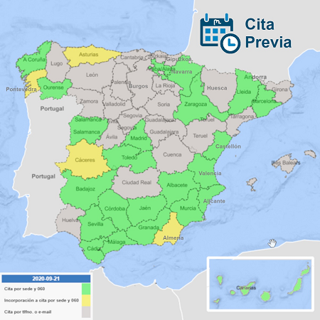Mapa con cita previa 060 y Sede Electronica