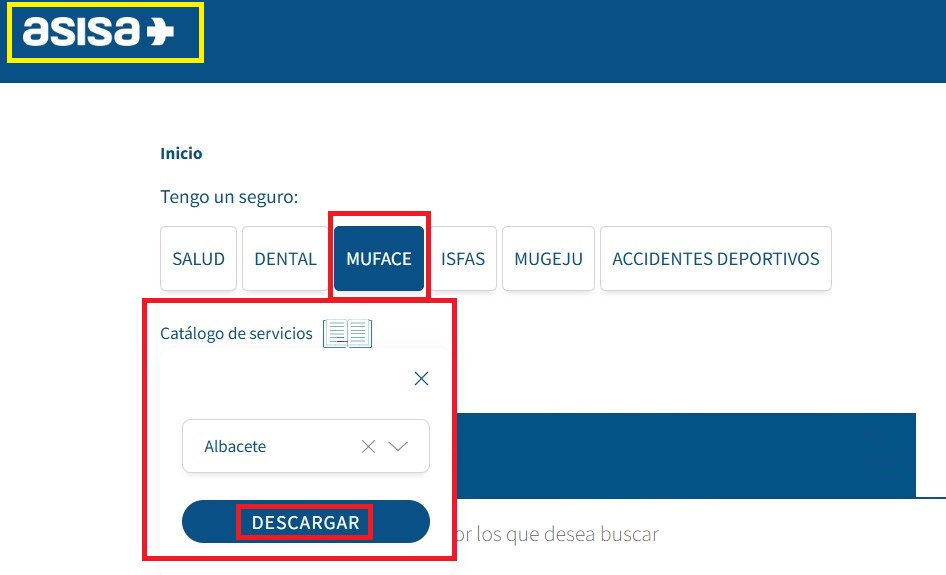 Catàleg mèdic per província en Asisa